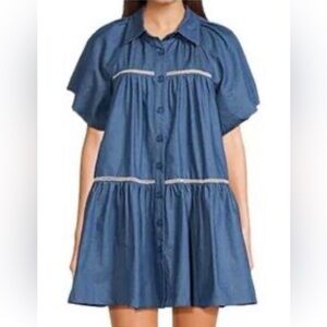 En Saison Denim Blue Button-Up Blouse